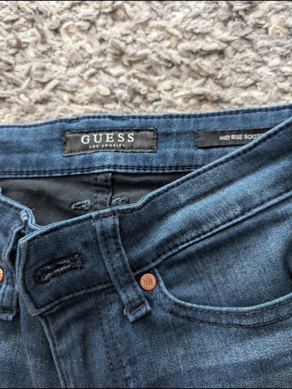 GUESS Mid Rise Bootcut Jeans in Dark Blue